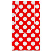Weiß auf rot große Polka-Punkte Kleine Geschenktüte (Vorderseite)