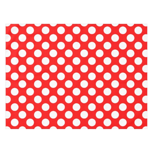 Weiß auf rot große Polka-Punkte Tischdecke (Vorderseite (Horizontal))