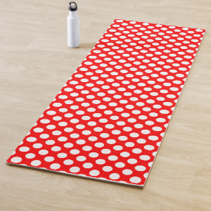 Weiß auf rot große Polka-Punkte Yogamatte