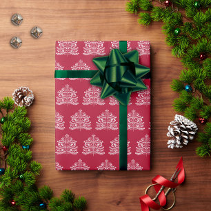 Weiß auf Rot Skandinavischer Nordischer Weihnachts Geschenkpapier