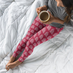 Weiß auf Rot Skandinavischer Nordischer Weihnachts Leggings