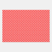 Weiß auf Rot verschiedenen Größen Polka Punkte Geschenkpapier Set (Vorderseite 3)