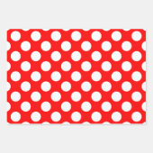 Weiß auf Rot verschiedenen Größen Polka Punkte Geschenkpapier Set (Vorderseite)