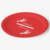 Weiß auf rotem pappteller (Schrägansicht)