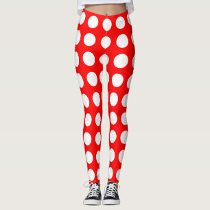 Weiß auf roten, großen horizontalen Polka-Punkten Leggings