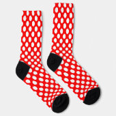 Weiß auf roten, großen Polka Docks Socken (Rechts)