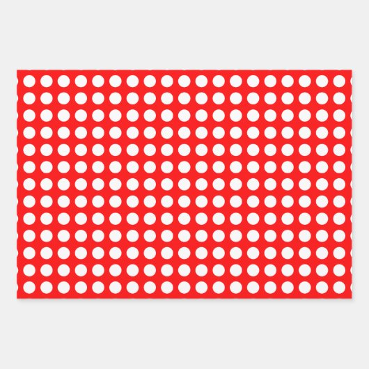 Weiß auf roten verschiedenen Größen Horizontal Pol Geschenkpapier Set (Vorderseite 2)