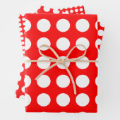 Weiß auf roten verschiedenen Größen Horizontal Pol Geschenkpapier Set (Beispiel)