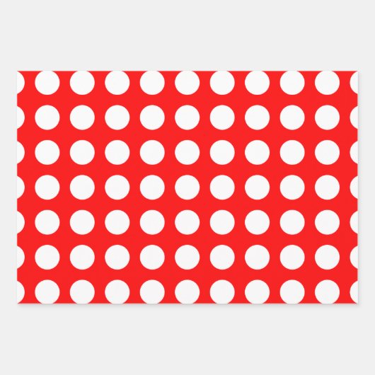 Weiß auf roten verschiedenen Größen Horizontal Pol Geschenkpapier Set (Vorderseite)