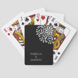 Weiß auf Schwarz-Blüh-Hochzeit Spielkarten