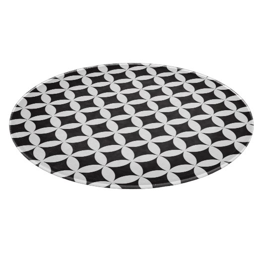 Weiß auf Schwarz Diamond geometrischem Muster Schneidebrett (Ecke)