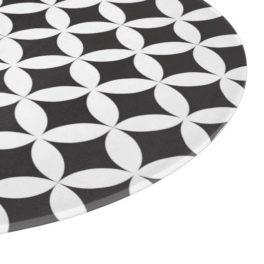Weiß auf Schwarz Diamond geometrischem Muster Schneidebrett (Ecke)