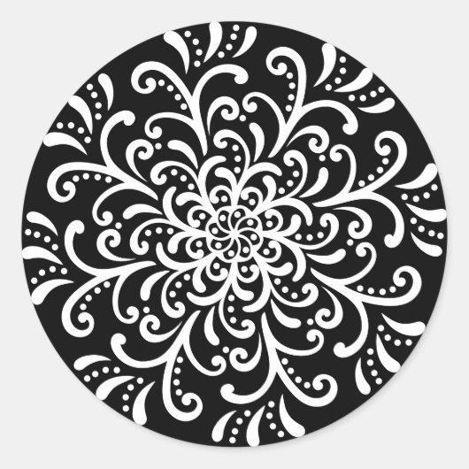 Weiß auf Schwarz-Geblüht Aufkleber (Vorderseite)