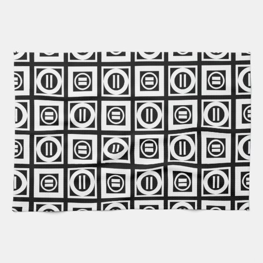 Weiß auf schwarz geometrischem Muster Geschirrtuch (Horizontal)
