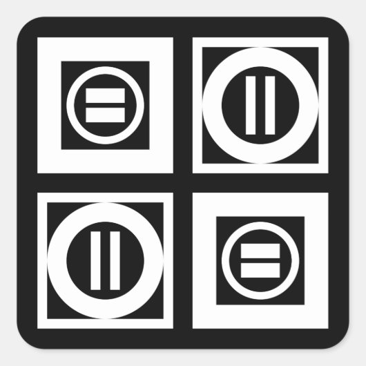 Weiß auf schwarz geometrischem Muster Quadratischer Aufkleber (Vorderseite)