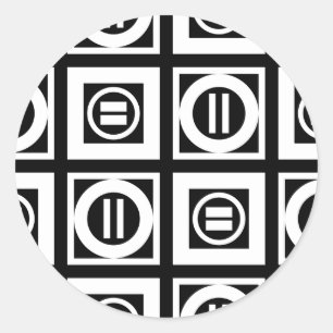 Weiß auf schwarz geometrischem Muster Runder Aufkleber
