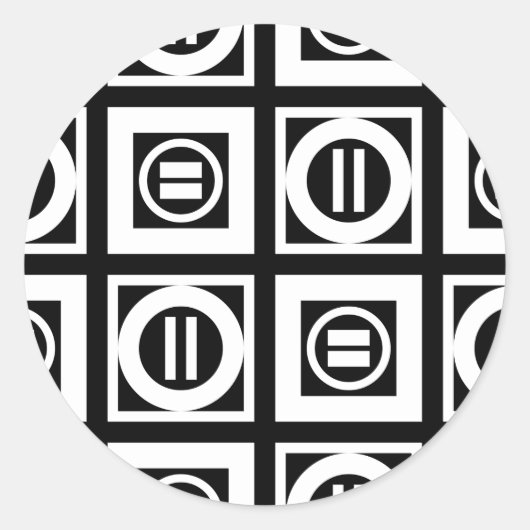 Weiß auf schwarz geometrischem Muster Runder Aufkleber (Vorderseite)