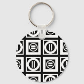 Weiß auf schwarz geometrischem Muster Schlüsselanhänger (Vorderseite)