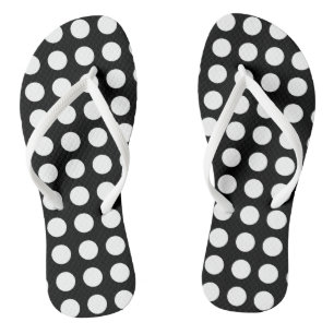 Weiß auf schwarz großen horizontalen Polka-Punkten Badesandalen
