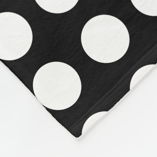 Weiß auf schwarz großen horizontalen Polka-Punkten Fleecedecke (Ecke)