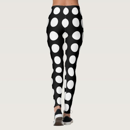 Weiß auf schwarz großen horizontalen Polka-Punkten Leggings (Rückseite)