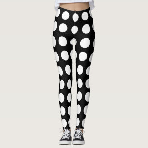 Weiß auf schwarz großen horizontalen Polka-Punkten Leggings