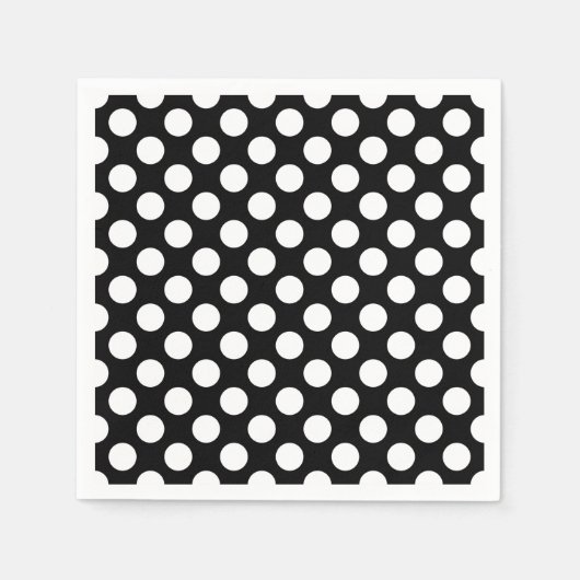 Weiß auf schwarz-großformatigen Polka Dots Paper Serviette (Vorderseite)