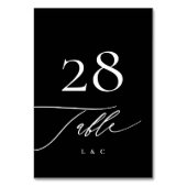 Weiß auf Schwarz | Kalligrafie Moderne Hochzeit Tischnummer (Rückseite)