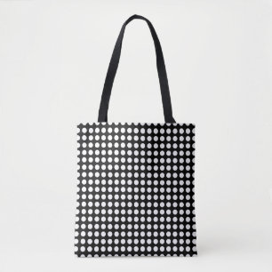 Weiß auf Schwarz Mittelhoriz. Polka Dots Muster Tasche