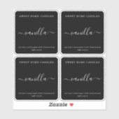 Weiß auf Schwarz-Personalisiert-Candle-Etikett Aufkleber (Blatt)