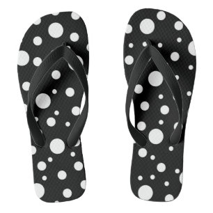 Weiß auf Schwarz Polka Dot Muster Badesandalen