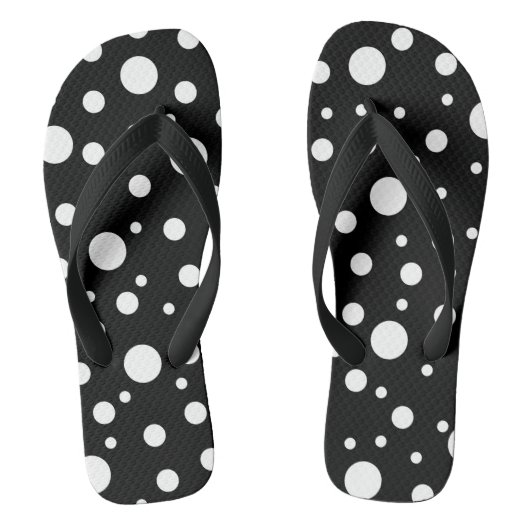 Weiß auf Schwarz Polka Dot Muster Badesandalen (Fußbett)