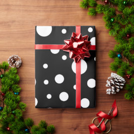 Weiß auf Schwarz Polka Dot Muster Geschenkpapier