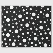 Weiß auf Schwarz Polka Dot Muster Geschenkpapier (Flach)