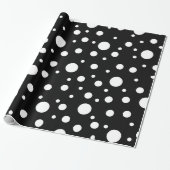 Weiß auf Schwarz Polka Dot Muster Geschenkpapier (Ungerollt)