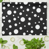 Weiß auf Schwarz Polka Dot Muster Geschirrtuch (Gefaltet)