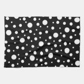 Weiß auf Schwarz Polka Dot Muster Geschirrtuch (Horizontal)