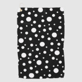 Weiß auf Schwarz Polka Dot Muster Golfhandtuch (Vorderseite)