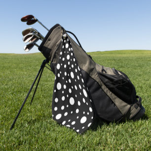 Weiß auf Schwarz Polka Dot Muster Golfhandtuch