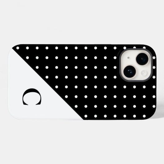 Weiß auf Schwarz Polka Dot Muster Monogram Case-Mate iPhone Hülle (Rückseite (Horizontal))