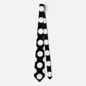 Weiß auf Schwarz Riesengröße Polka Dots Neck Tie Krawatte (Vorderseite)