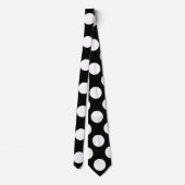 Weiß auf Schwarz Riesengröße Polka Dots Neck Tie Krawatte (Rückseite)