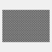 Weiß auf Schwarz verschiedene Größen Polka Punkte Geschenkpapier Set (Vorderseite 3)
