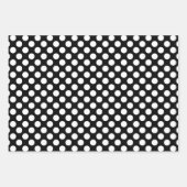 Weiß auf Schwarz verschiedene Größen Polka Punkte Geschenkpapier Set (Vorderseite 2)