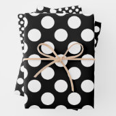 Weiß auf Schwarz verschiedene Größen Polka Punkte Geschenkpapier Set (Beispiel)