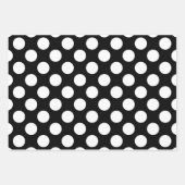 Weiß auf Schwarz verschiedene Größen Polka Punkte Geschenkpapier Set (Vorderseite)