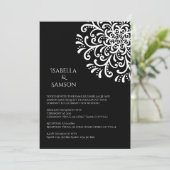 Weiß auf schwarzem Blüh Einladung (Stehend Vorderseite)