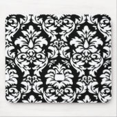 Weiß auf schwarzem Damast Mousepad (Vorne)