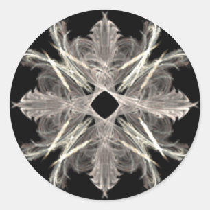 Weiß auf schwarzem Fraktal-Kunst-Entwurf Runder Aufkleber