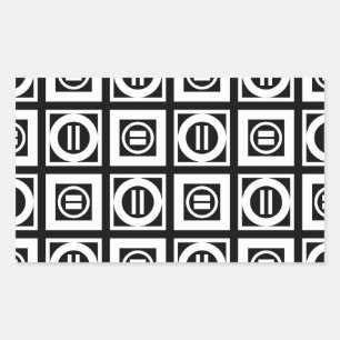 Weiß auf schwarzem geometrischem rechteckiger aufkleber